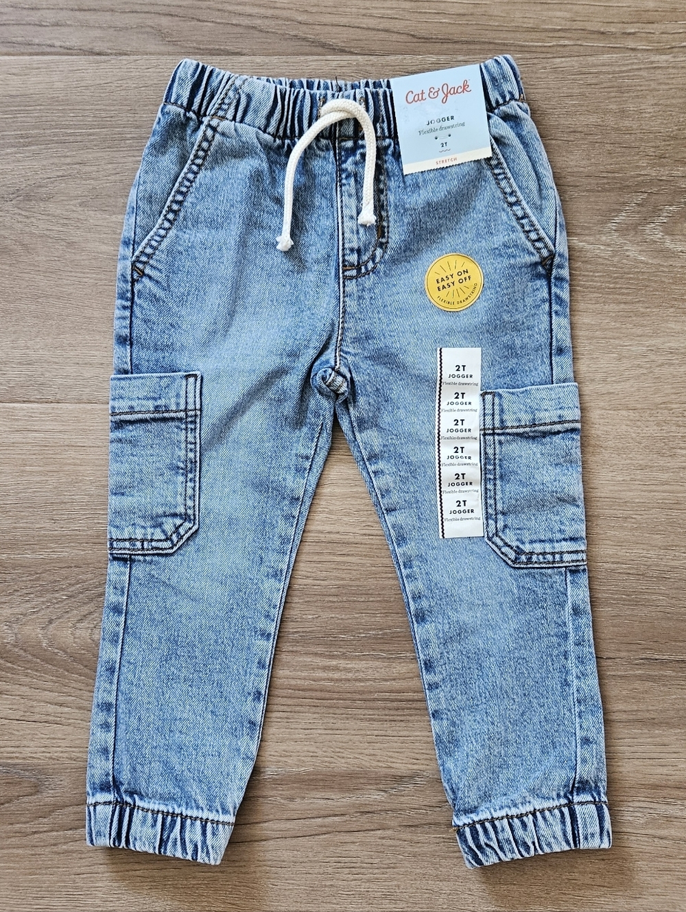 Cat & Jack Light Blue Denim Cargo Jogger Pants Size 2T